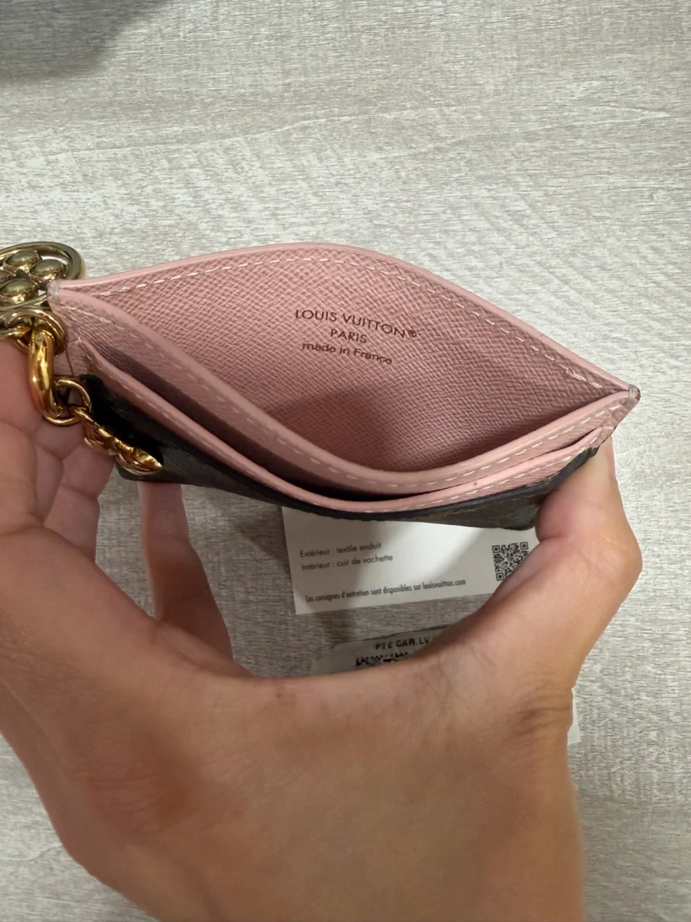 Louis Vuitton Brown Monogram Card Case with Pink Interior and Gold Hardware